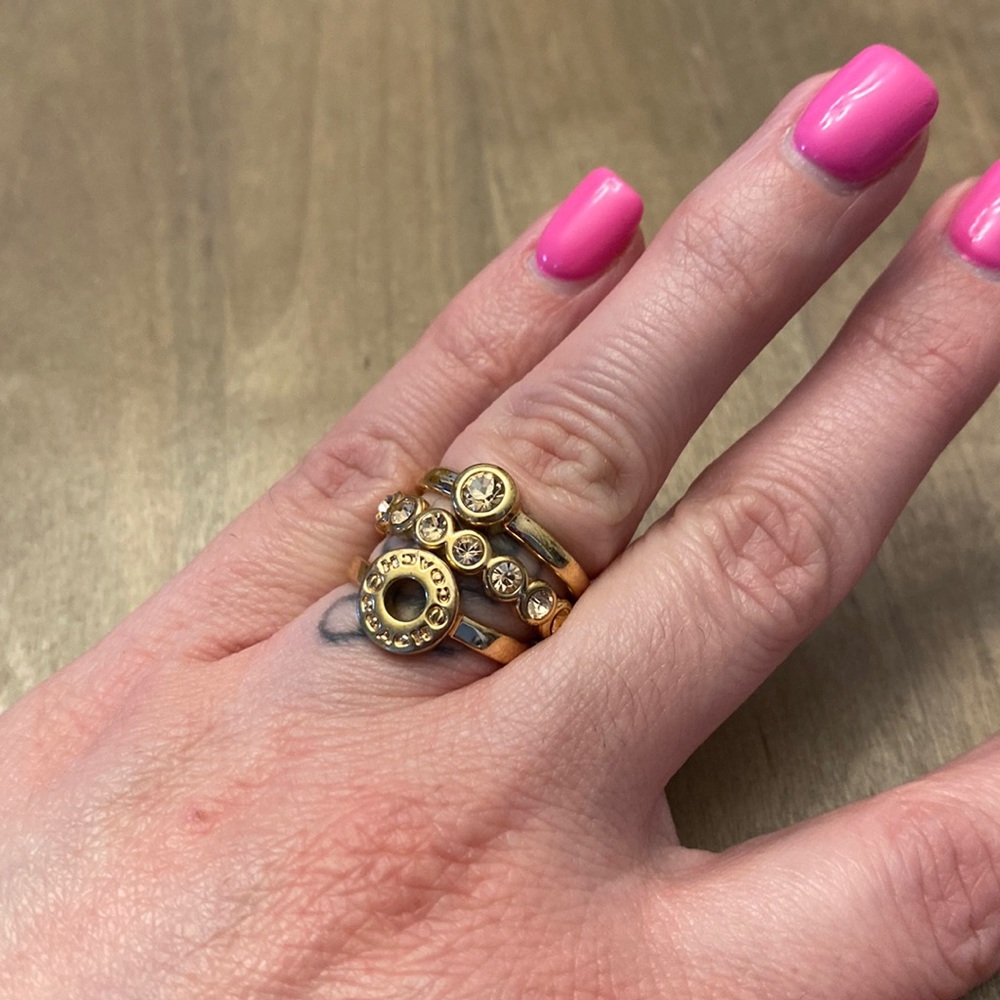 Rose gold plated coach rings size 6